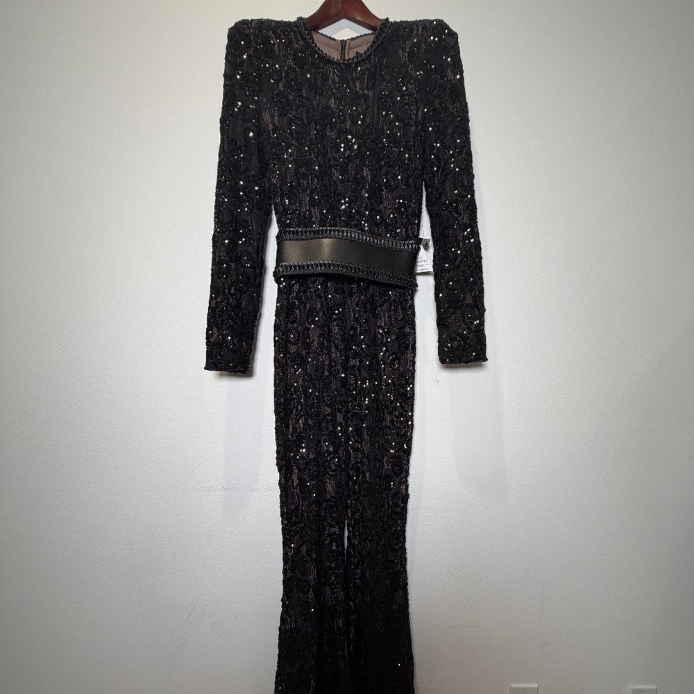 New Nadine Merabi Bella Black Floral Lace Jumpsuit Original Price $435 Sz: 16/XL - Picture 7 of 11